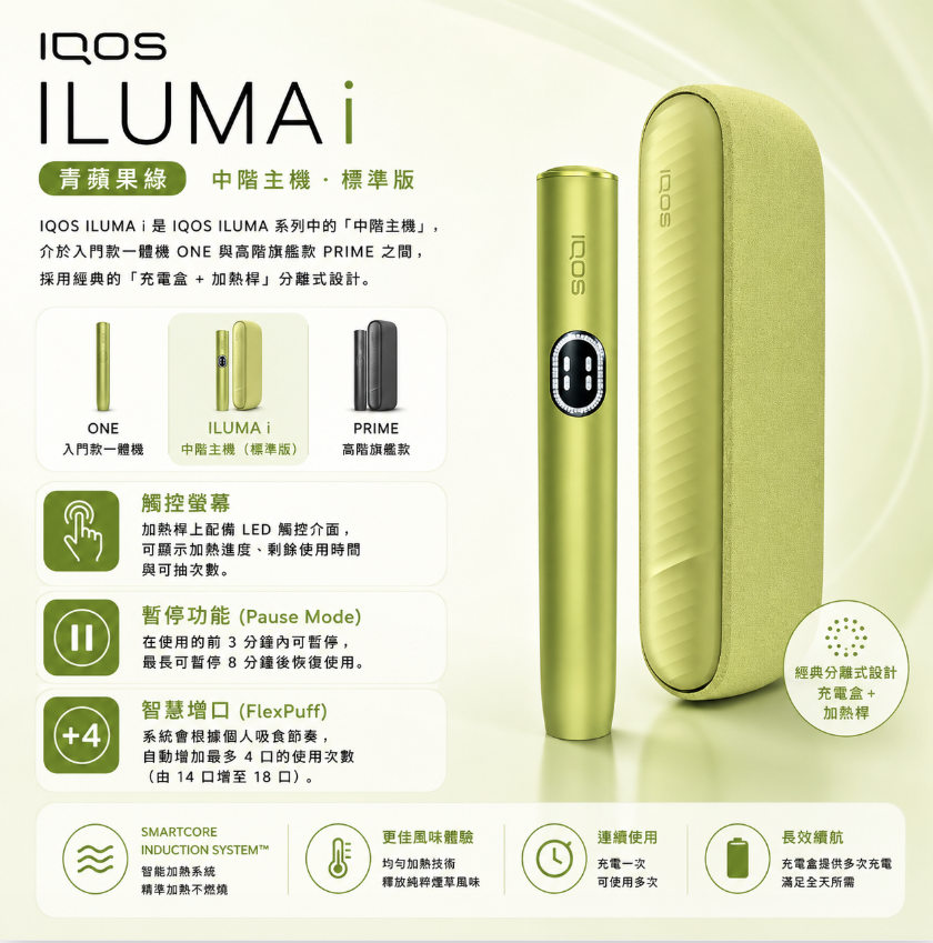 【青蘋果綠】IQOS主機第八代 IQOS ILUMA i 加